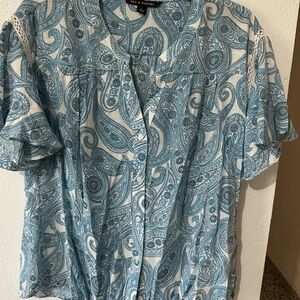 Zac & Rachel Blue and White Casual Button Down Shirt